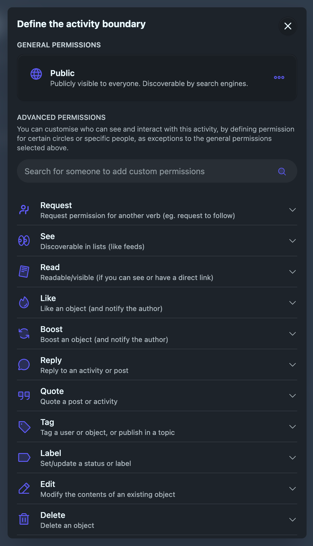 Boundaries modal screenshot