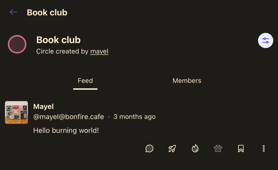 Circles feed screenshot