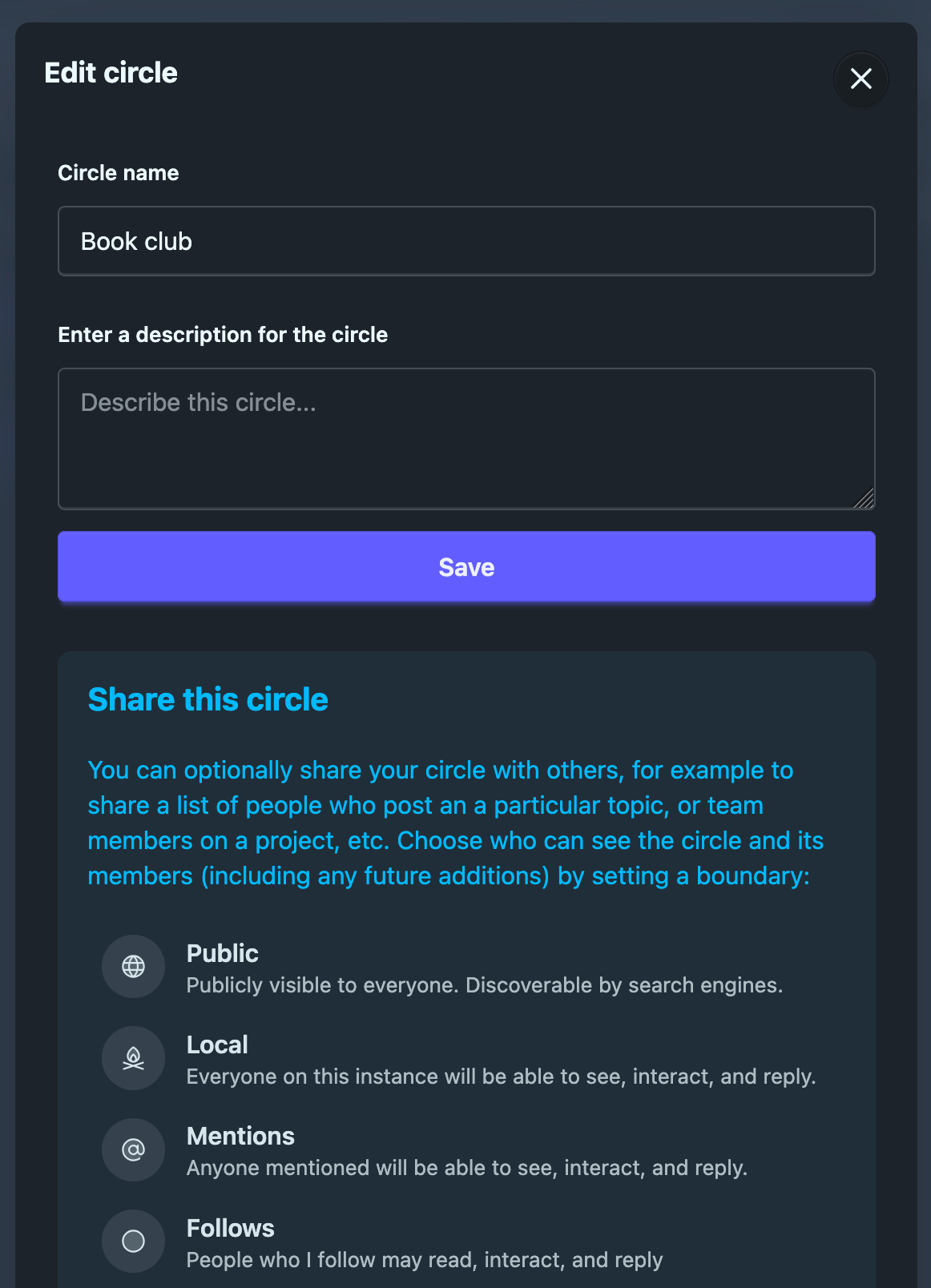 Circle share screenshot
